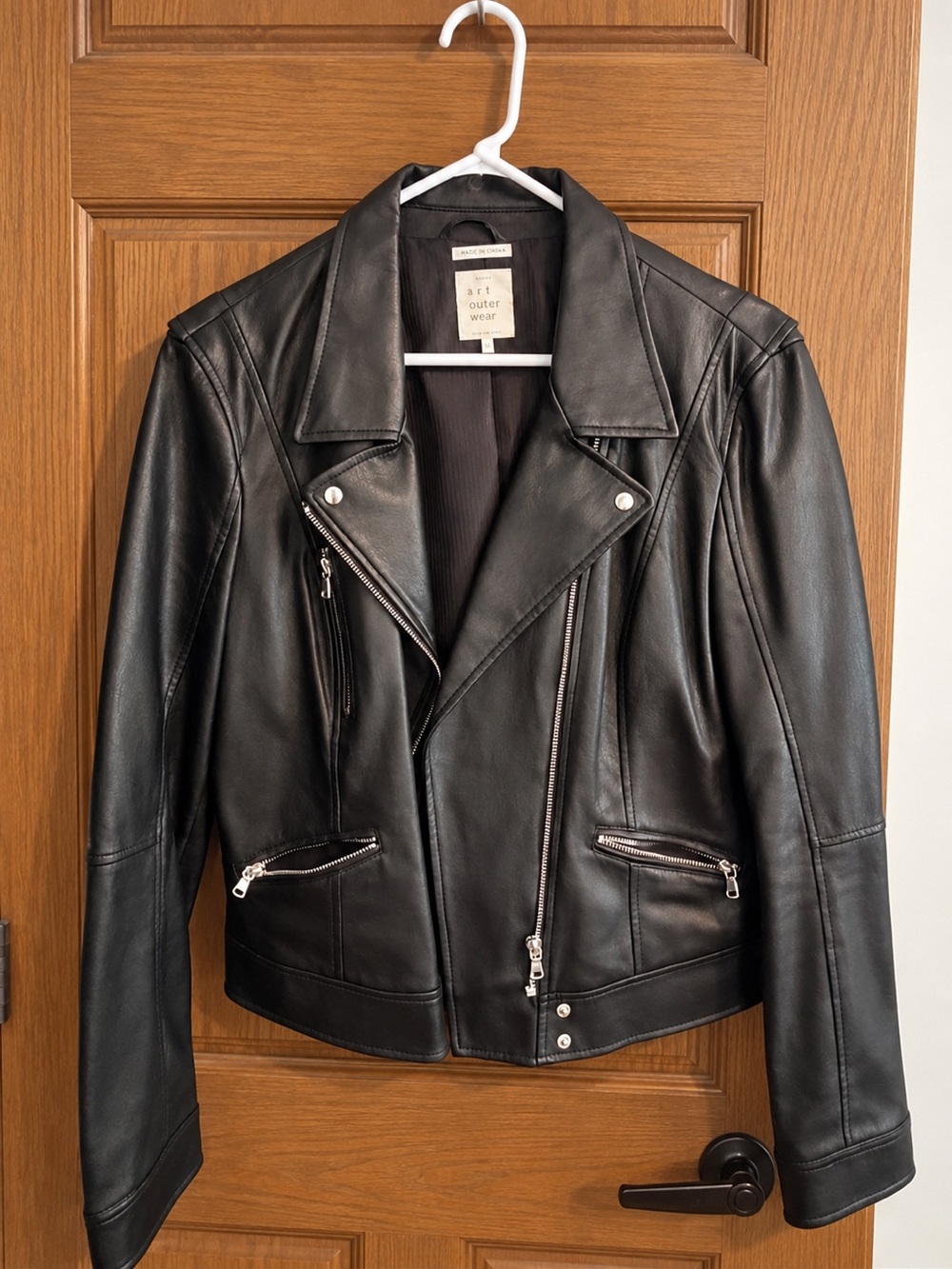 Zara Black Leather Moto Jacket with Silver Hardware